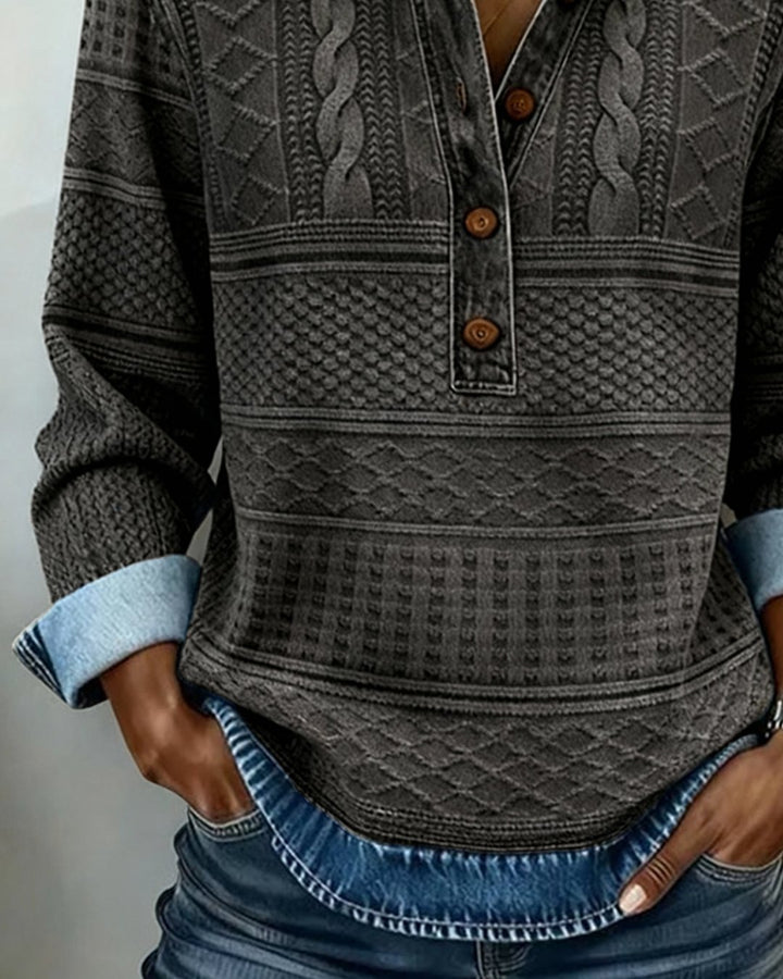 Lena | Half Button Collar Sweatshirt