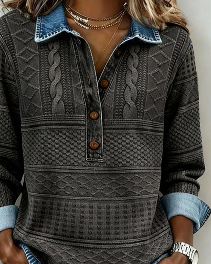 Lena | Half Button Collar Sweatshirt