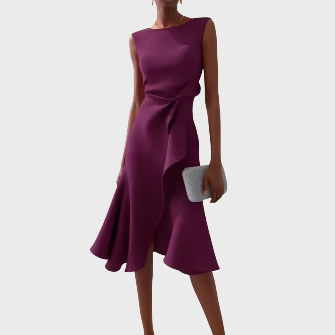 Penelope | Draped Asymmetric Midi Dress