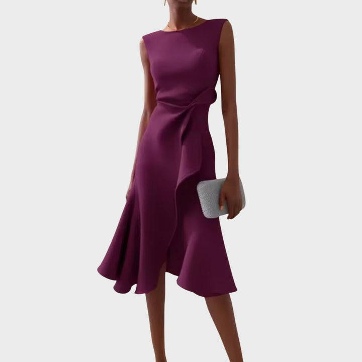 Penelope | Draped Asymmetric Midi Dress