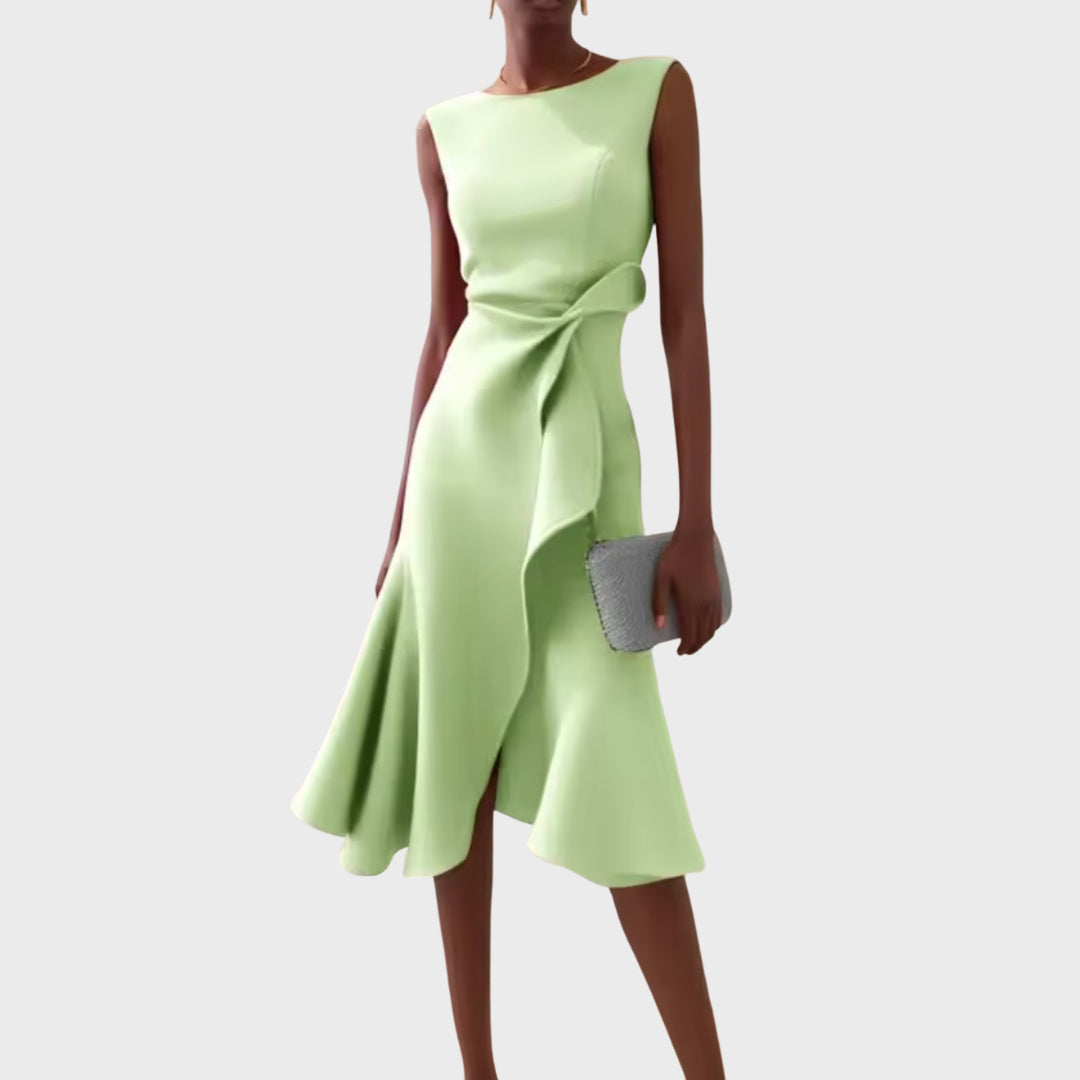 Penelope | Draped Asymmetric Midi Dress