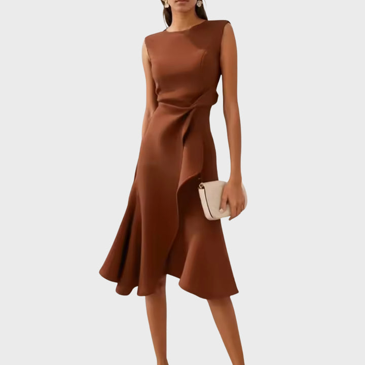 Penelope | Draped Asymmetric Midi Dress