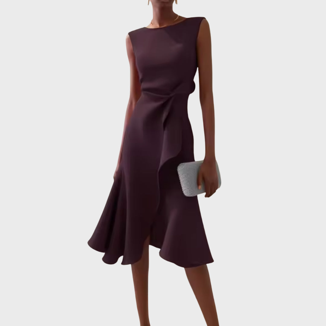 Penelope | Draped Asymmetric Midi Dress
