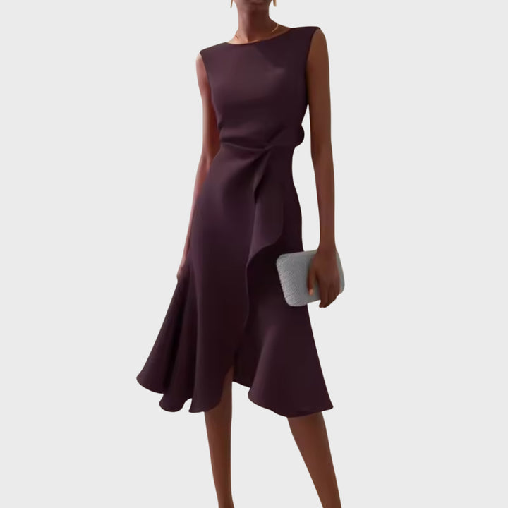 Penelope | Draped Asymmetric Midi Dress