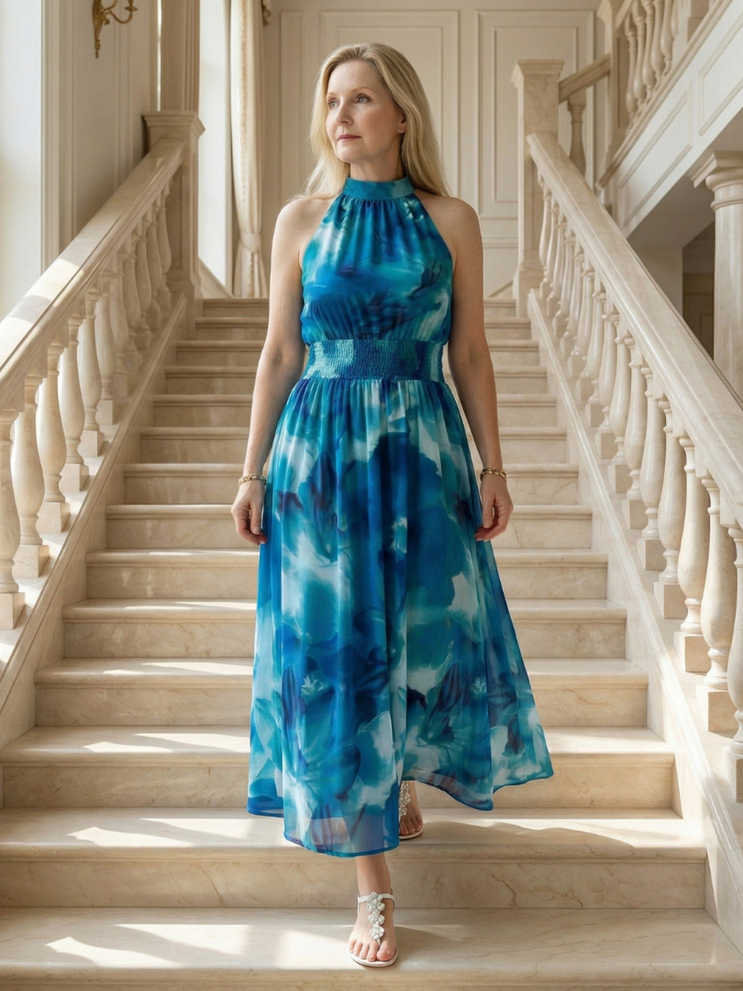 Paulette | Gathered Halter Midi Dress