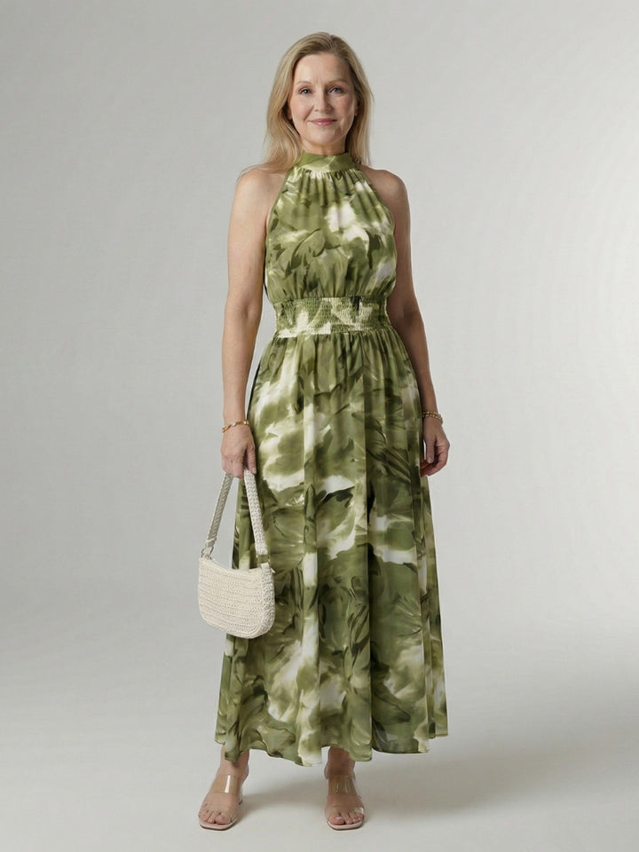 Paulette | Gathered Halter Midi Dress