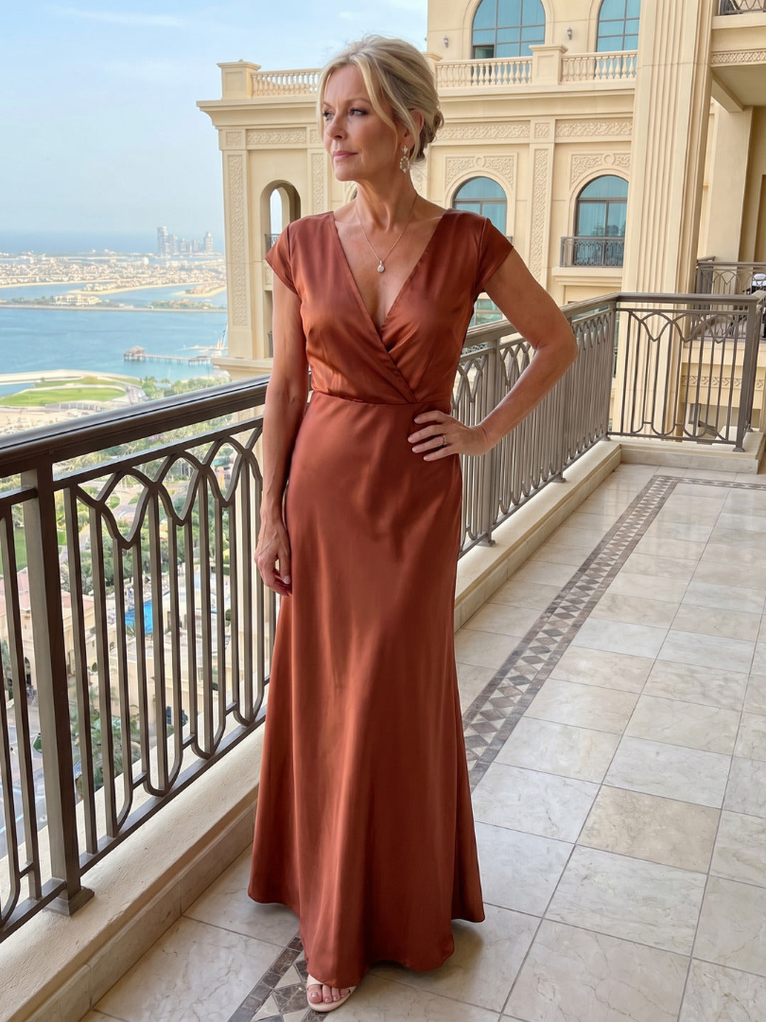 Genevieve | Cap Sleeve Wrap Bodice Maxi Dress