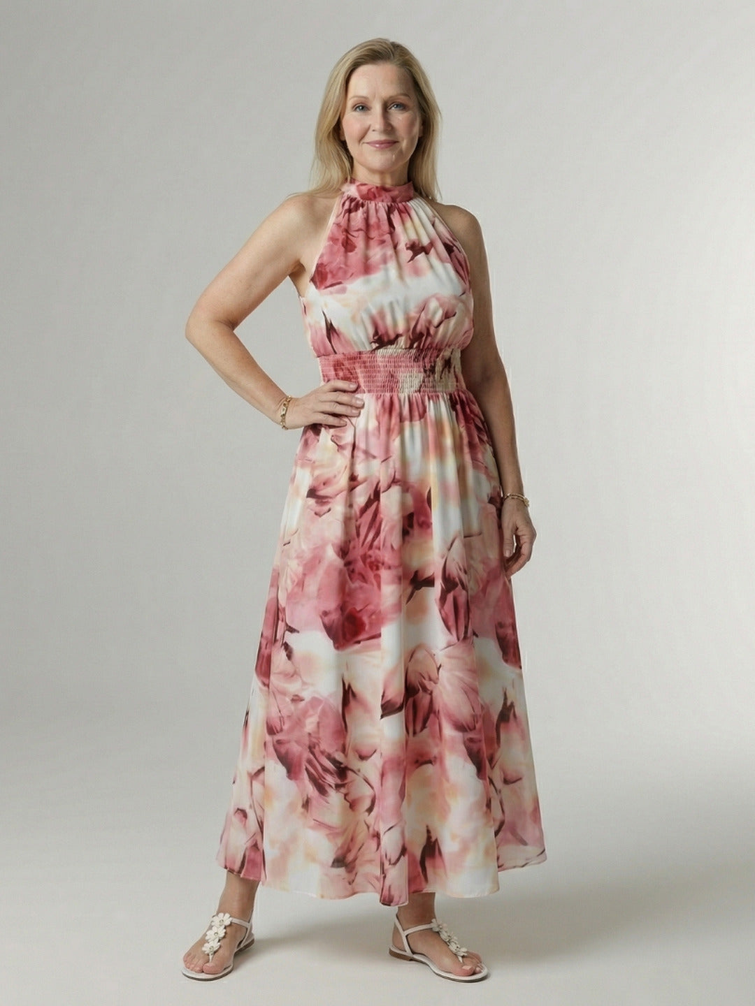 Paulette | Gathered Halter Midi Dress
