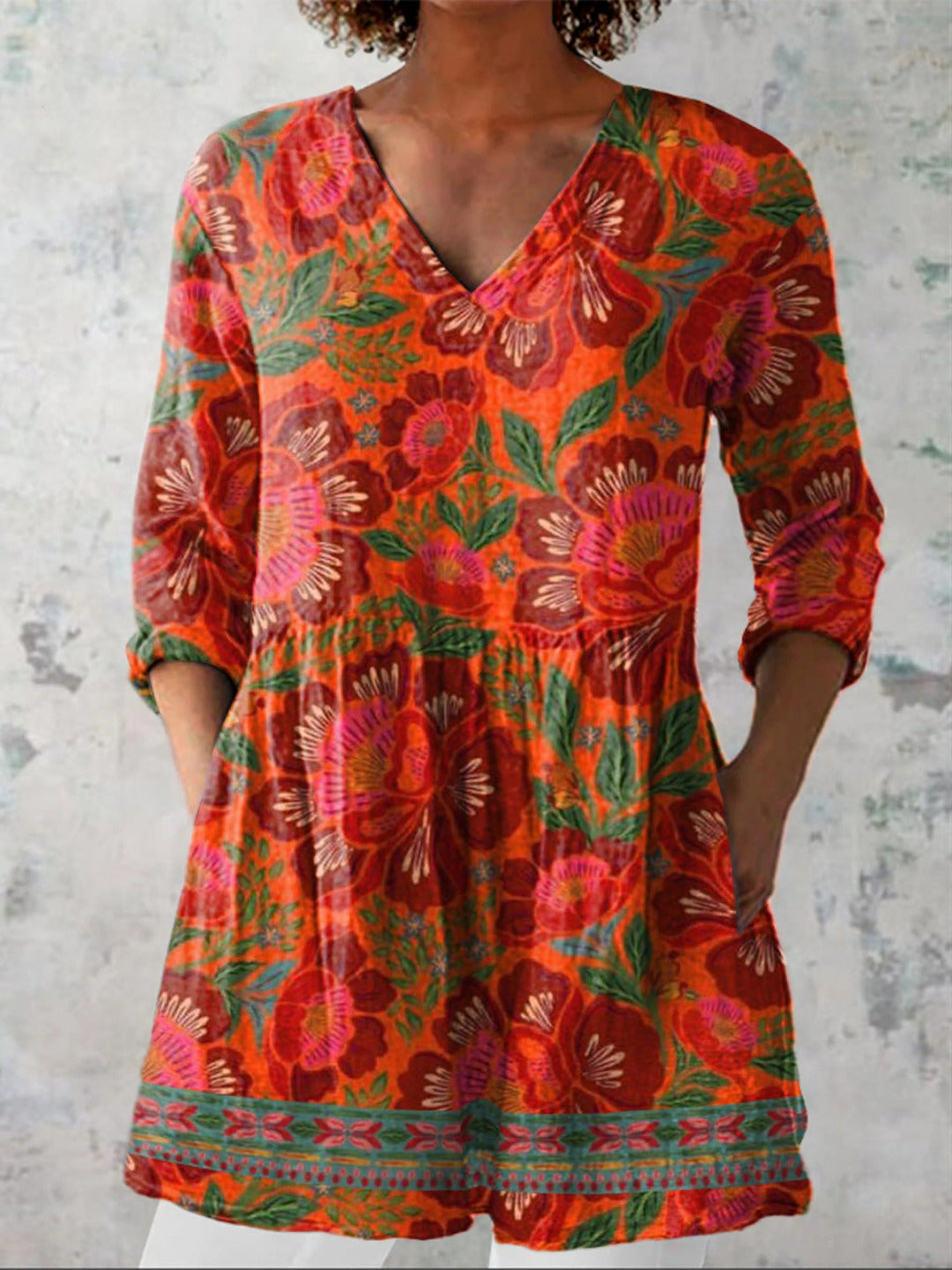 Francesca | Long Blouse with V-Neck