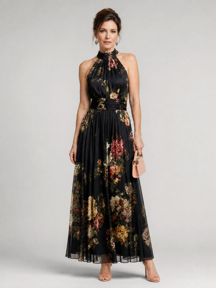 Rochelle | Floral Halter Neck Midi Dress