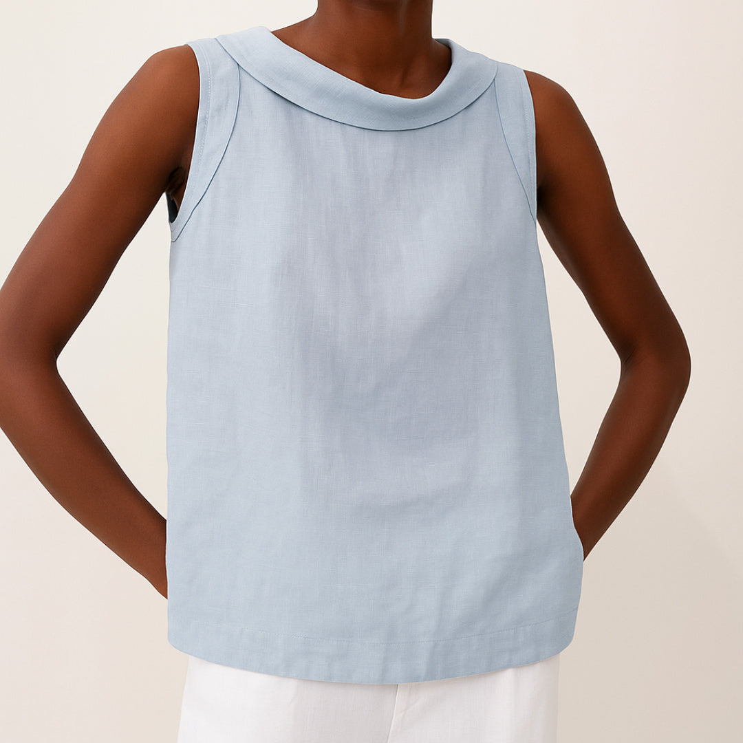 Vivian | Sleeveless Roll Collar Top