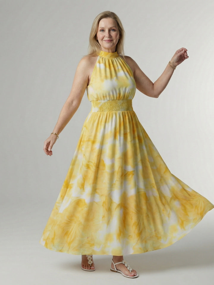 Paulette | Gathered Halter Midi Dress