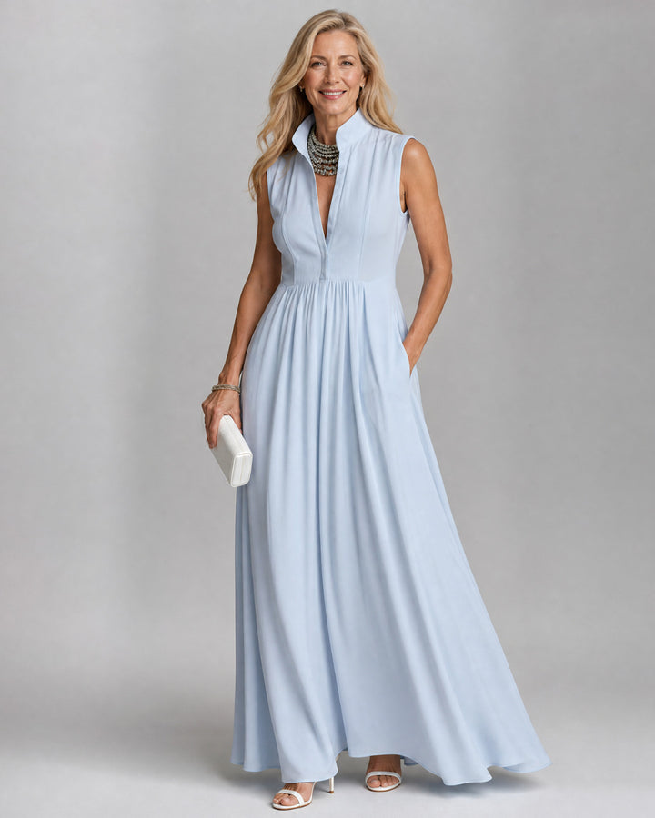 Virelia | Sleeveless Collared Flowing Maxi Dress