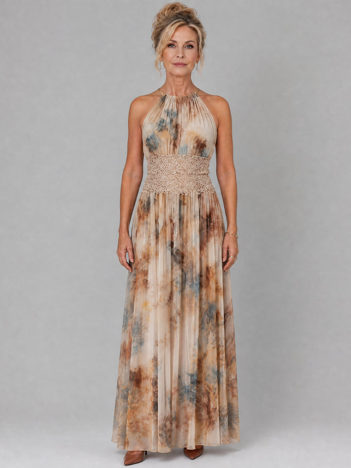 Bernadette | Halter Neck Lace Waist Maxi Dress