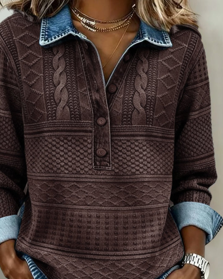 Lena | Half Button Collar Sweatshirt