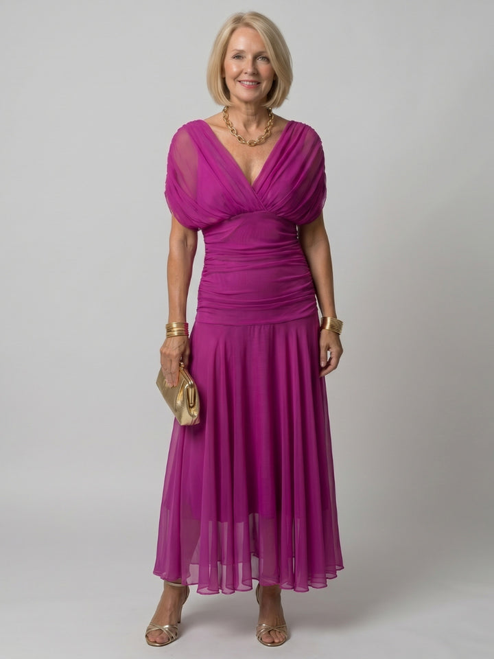 Jacqueline | Off Shoulder Flow Midi Dress