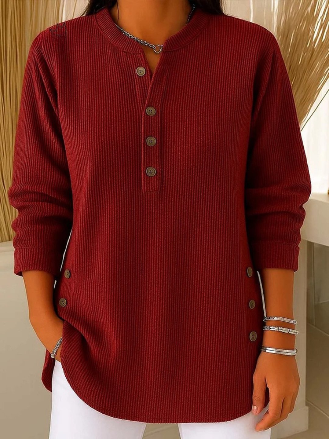 Damaris | Button Henley Tunic