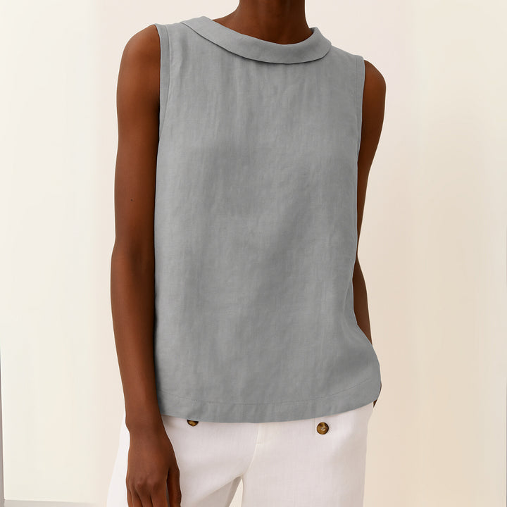 Vivian | Sleeveless Roll Collar Top
