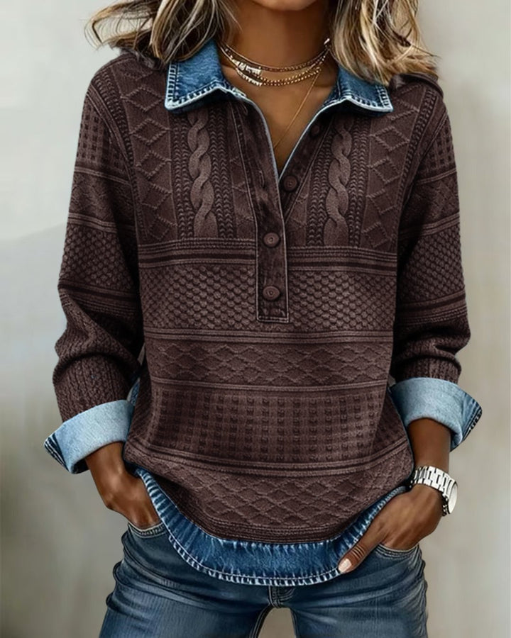 Lena | Half Button Collar Sweatshirt