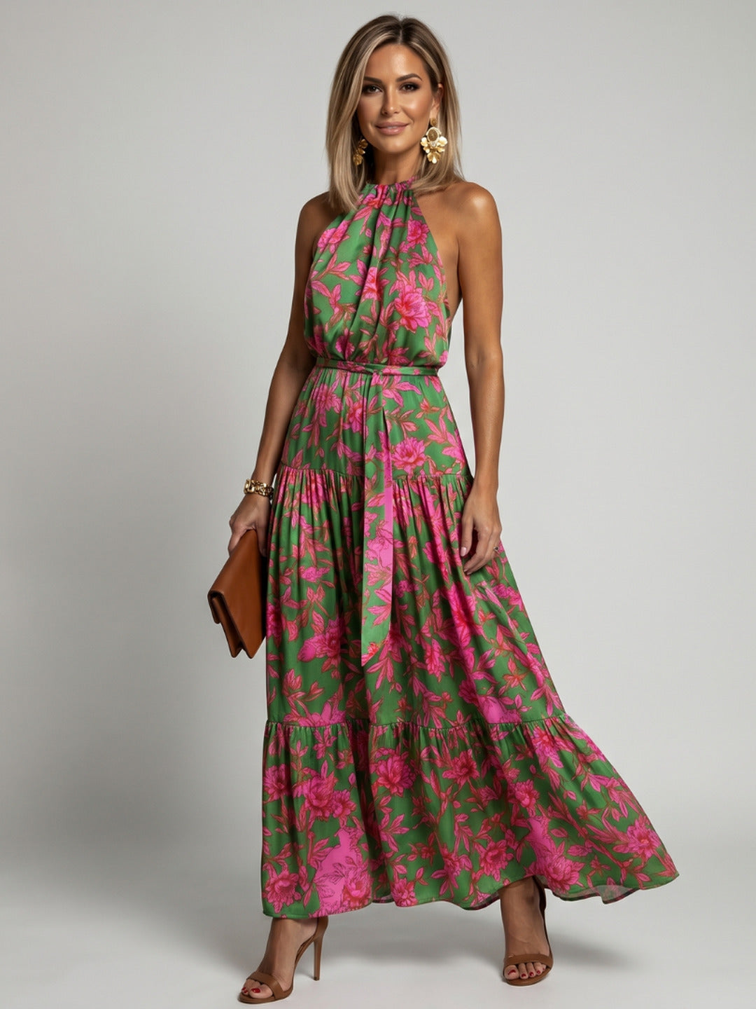 Natalie | Draped Halter Midi Dress