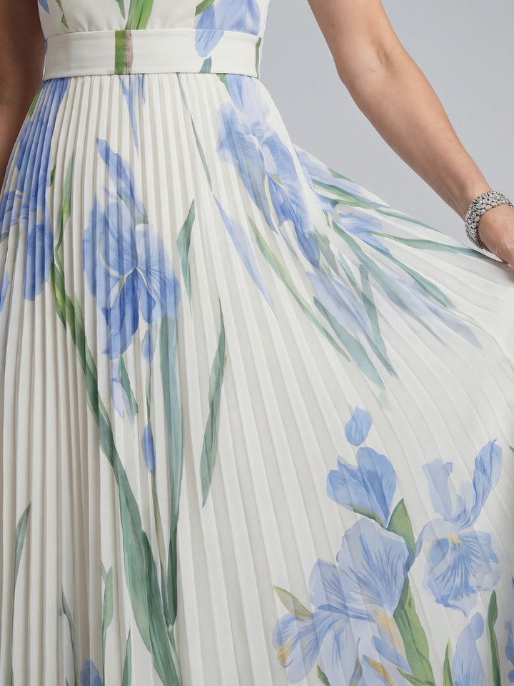 Ophelia | Sleeveless Square Neck Floral Print Midi Dress