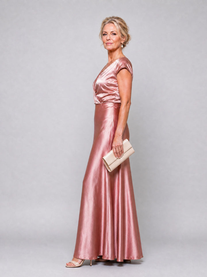 Genevieve | Cap Sleeve Wrap Bodice Maxi Dress