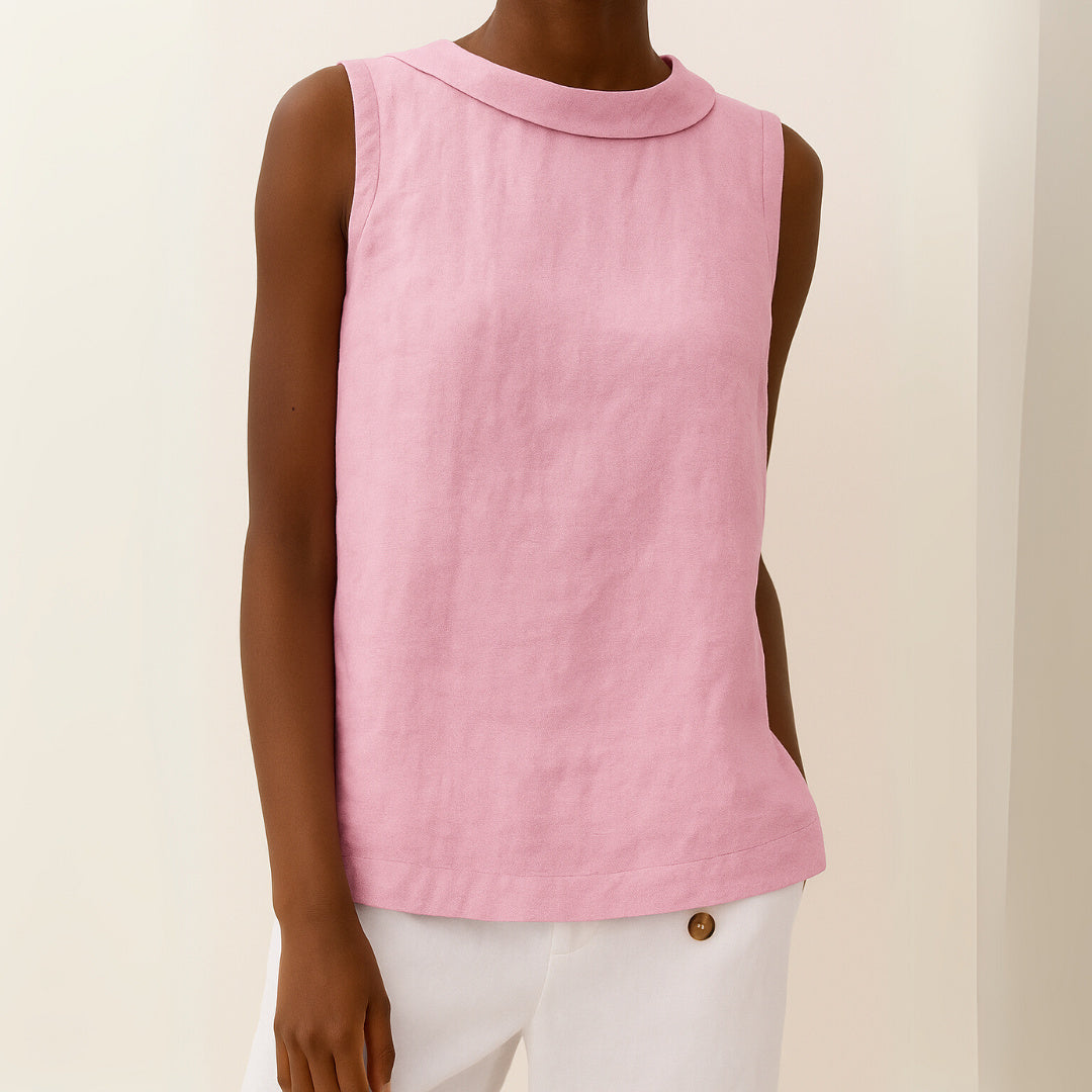 Vivian | Sleeveless Roll Collar Top