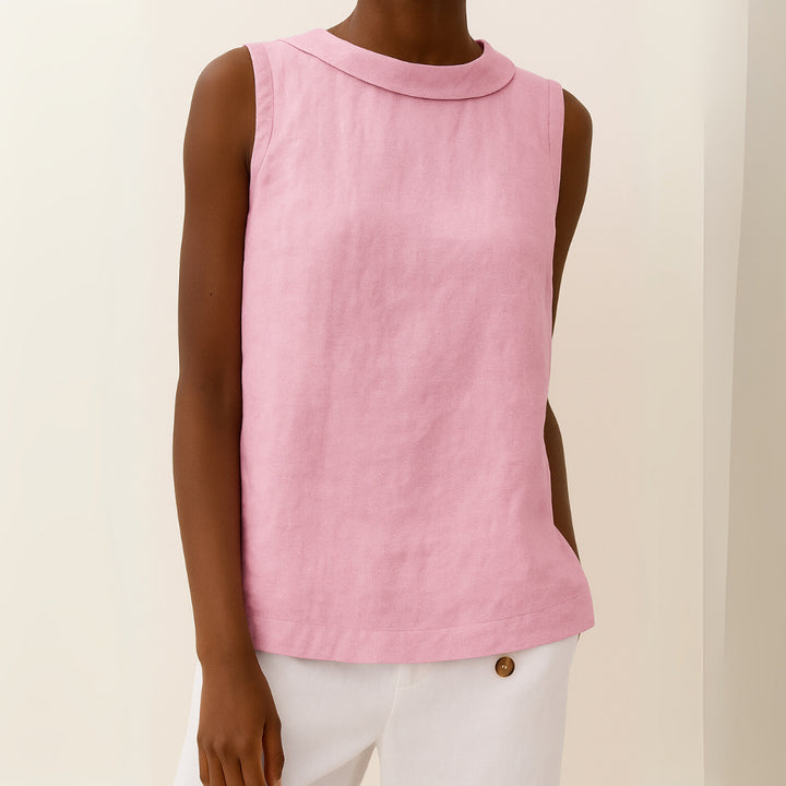Vivian | Sleeveless Roll Collar Top