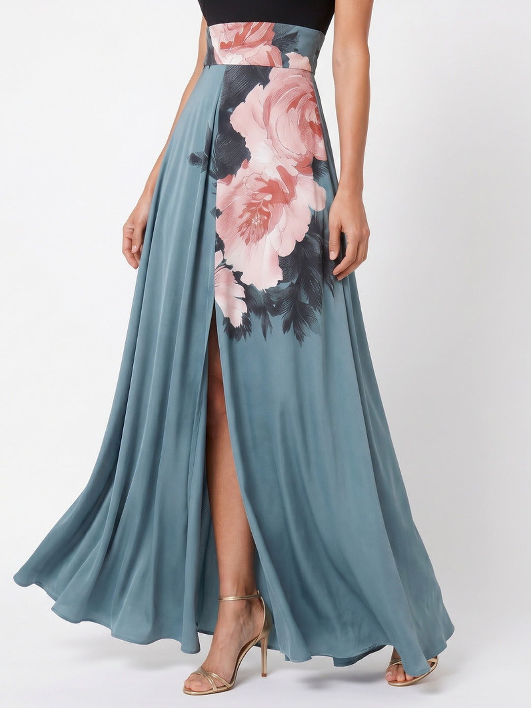 Marguerite | Halter Bodice Floral Skirt Maxi Dress