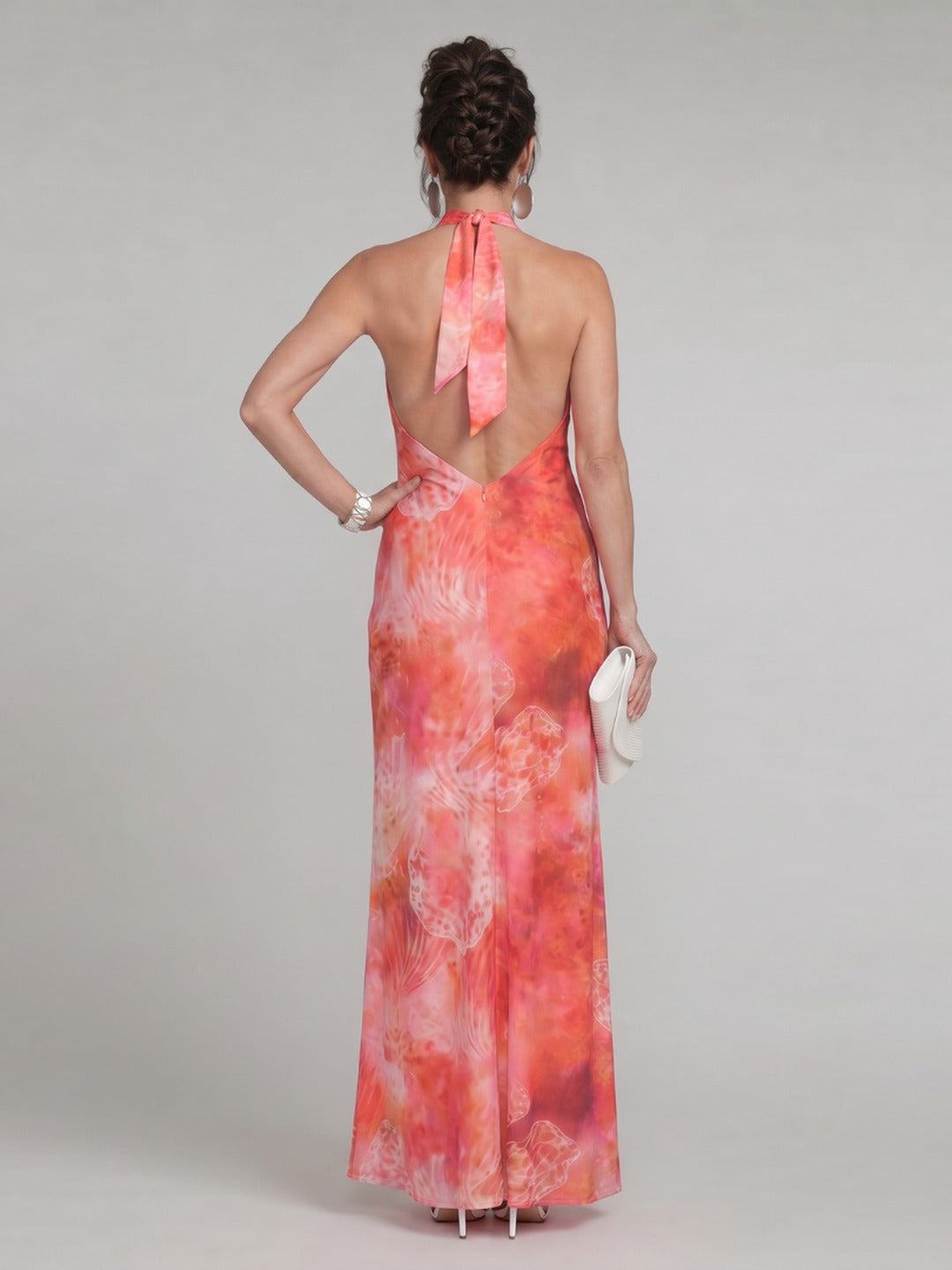 Loretta | Halter Neck Printed Pattern Maxi Dress