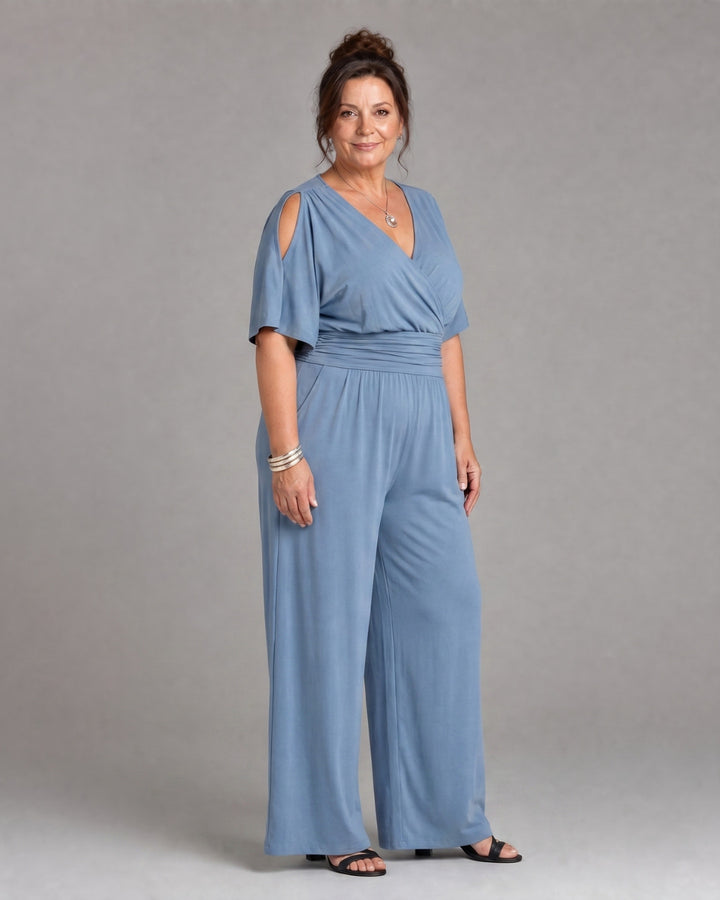 Nyxara | Cold Shoulder Wrap Waist Relaxed Jumpsuit