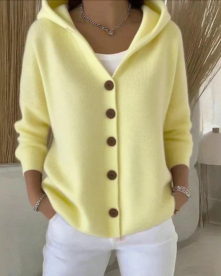 Romilly | Hooded Button-Up Knit Cardigan