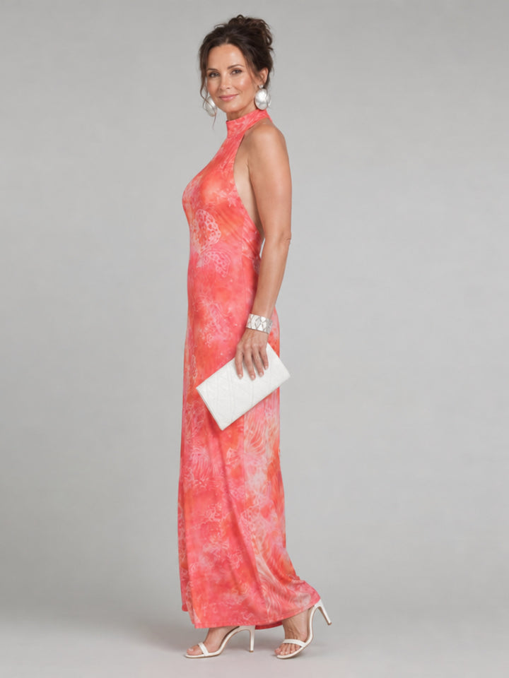 Loretta | Halter Neck Printed Pattern Maxi Dress