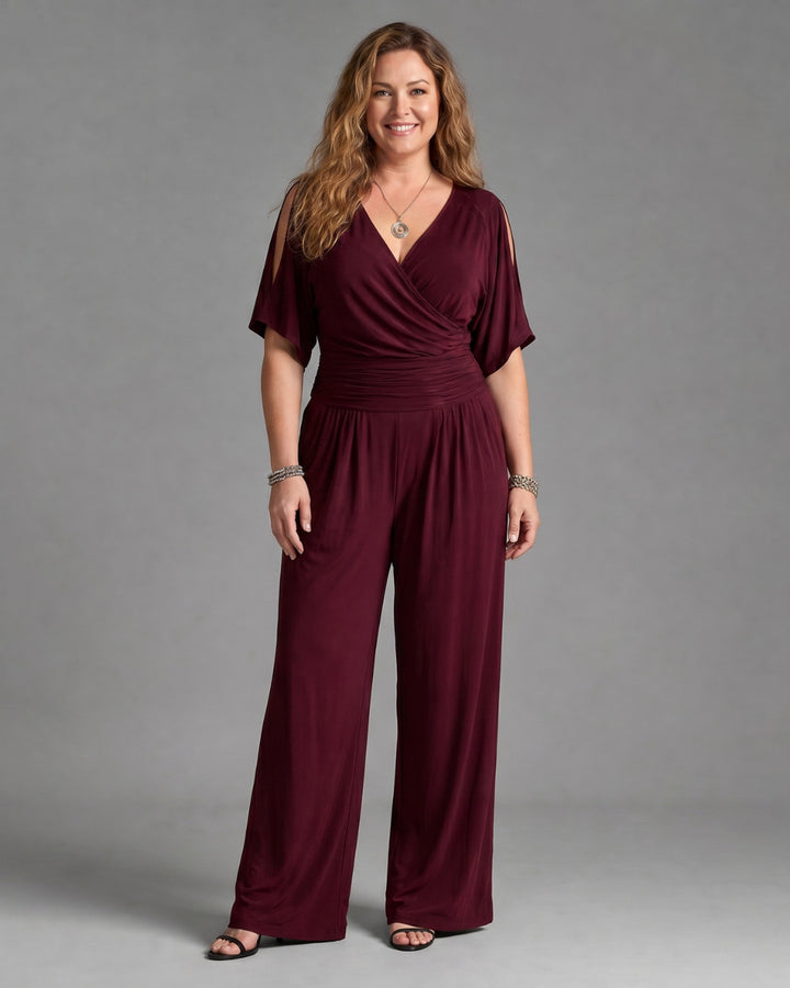 Nyxara | Cold Shoulder Wrap Waist Relaxed Jumpsuit