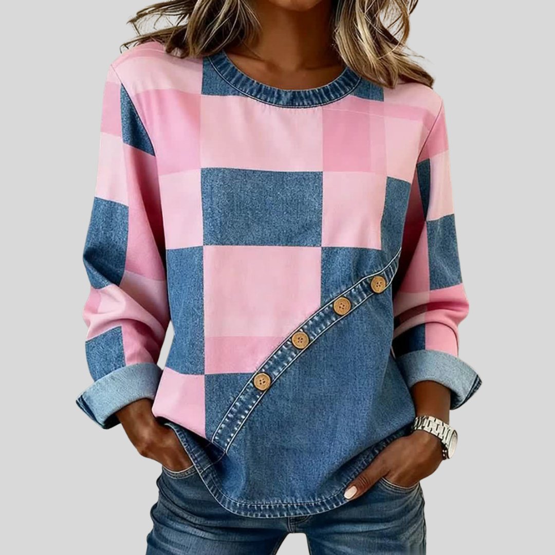 Migdalia | Buttoned Patchwork Top