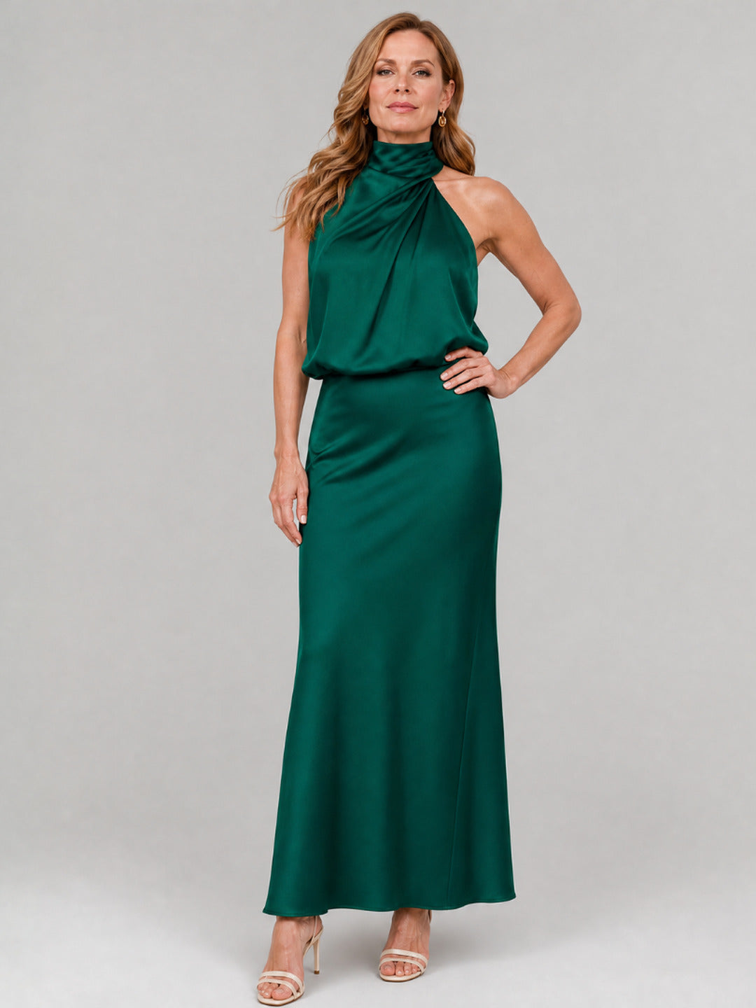 Muriel | Sleeveless Draped Neck Midi Dress