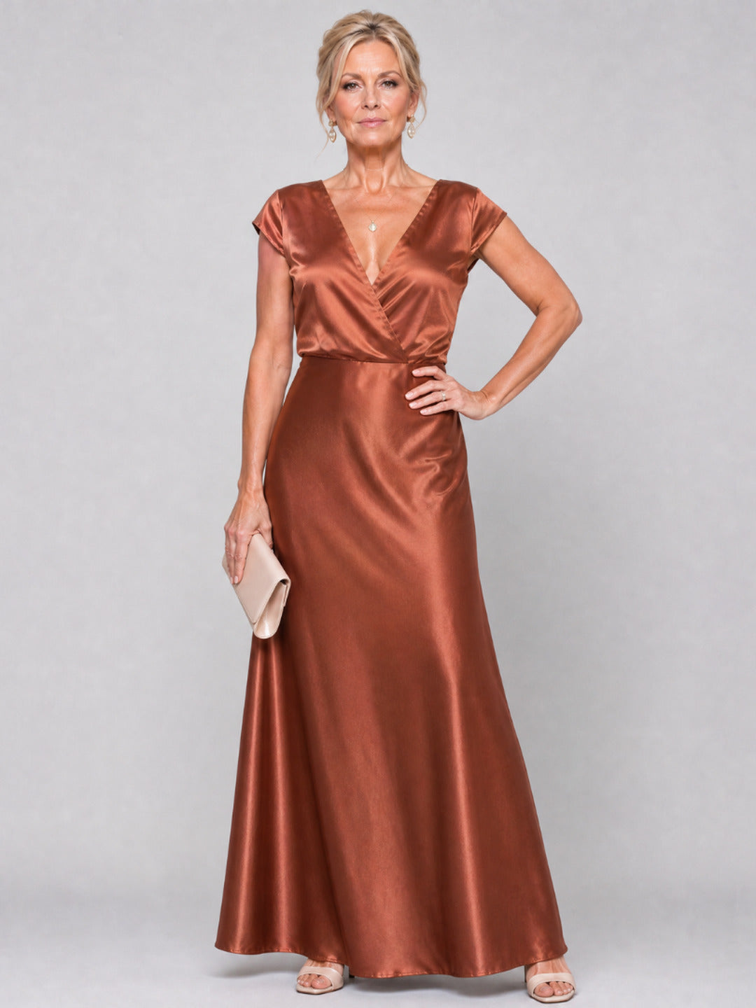 Genevieve | Cap Sleeve Wrap Bodice Maxi Dress