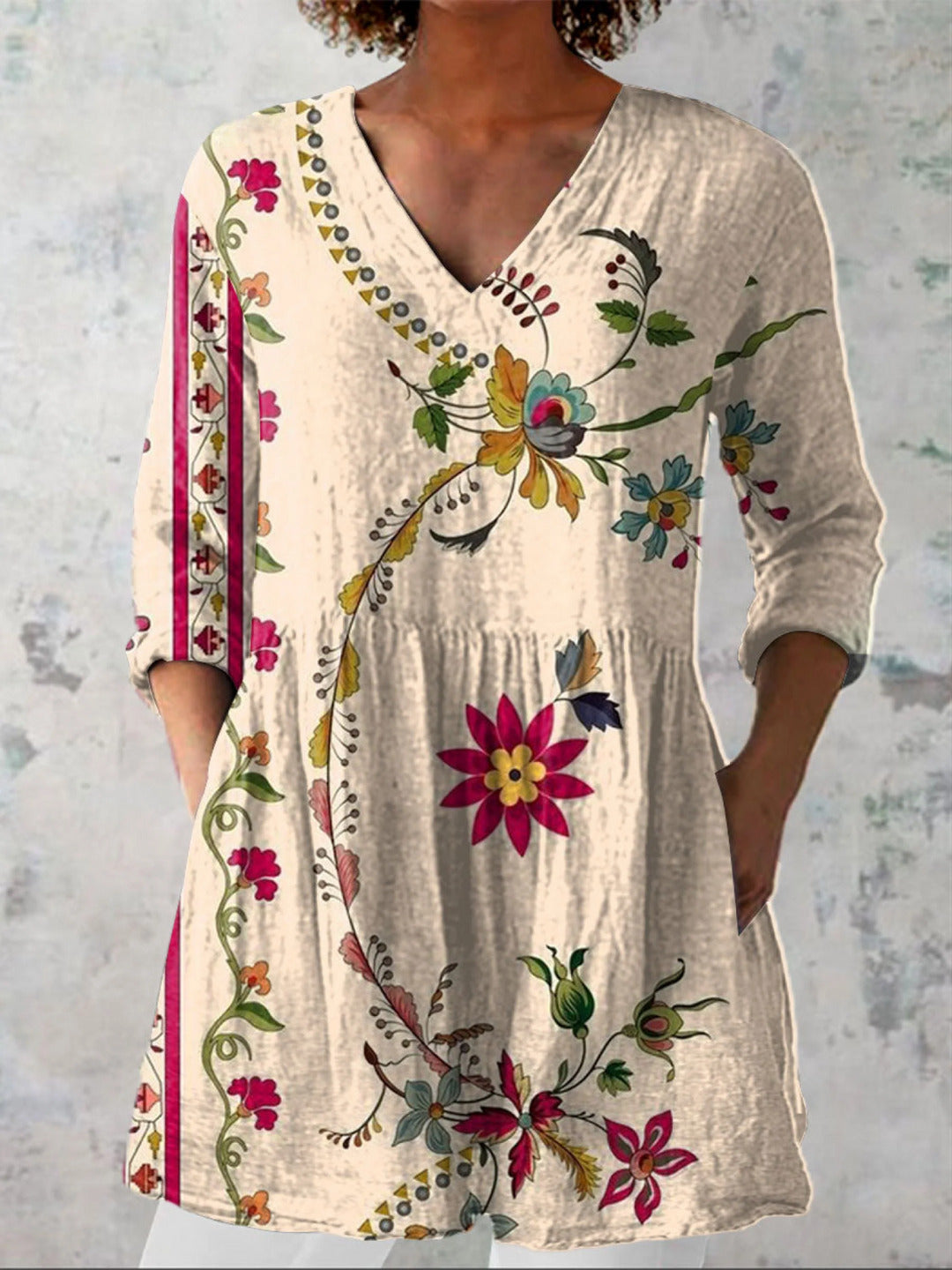 Gabriela | Long Blouse with V-Neck