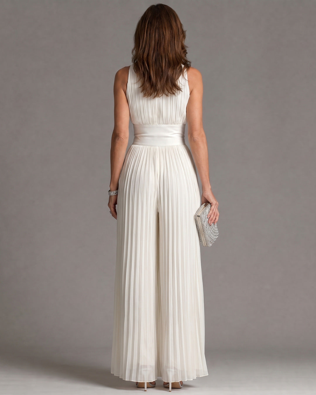 Élise | Pleated Halter Neck Wide Leg Jumpsuit