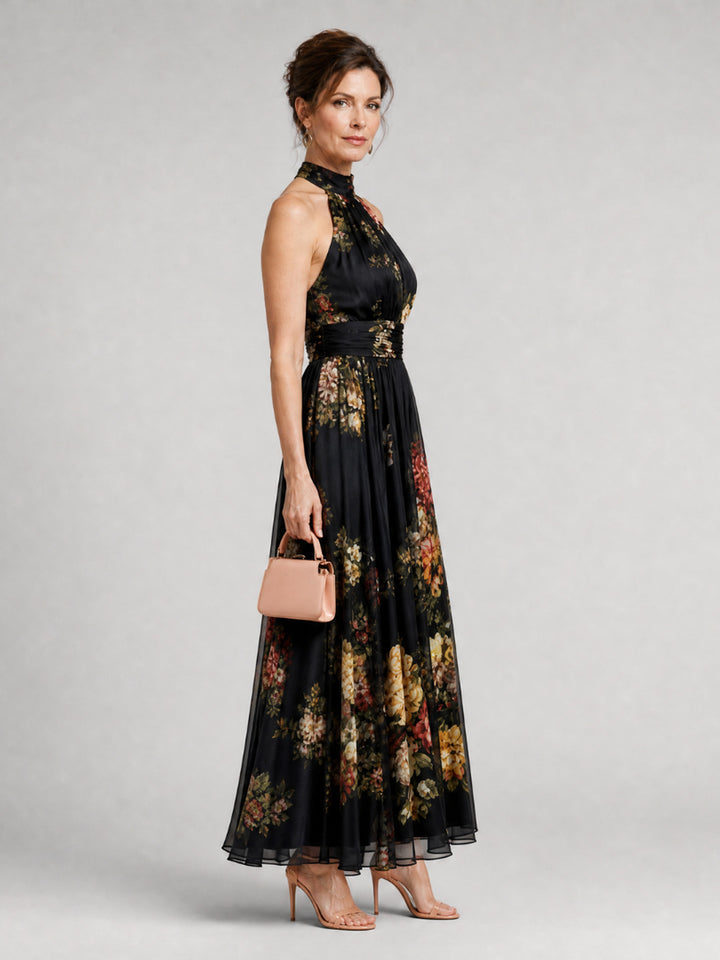 Rochelle | Floral Halter Neck Midi Dress