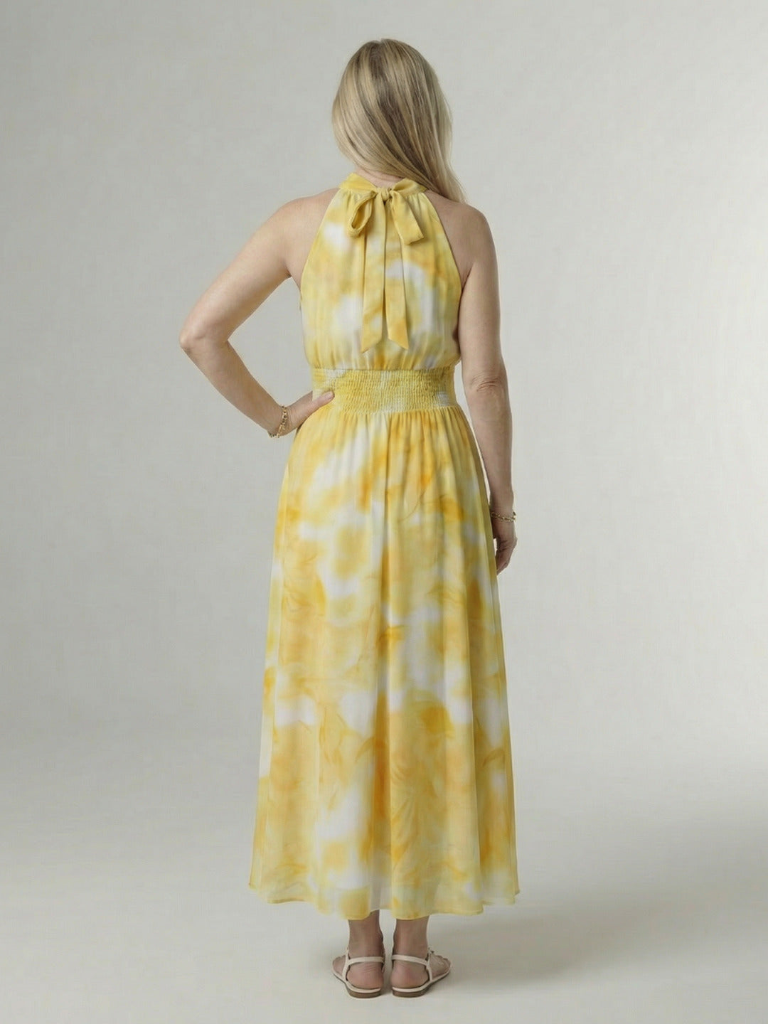 Paulette | Gathered Halter Midi Dress