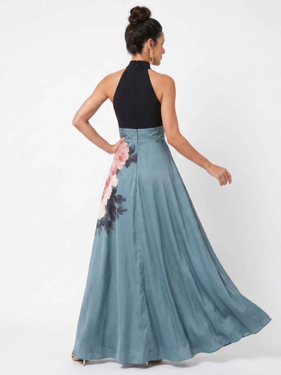 Marguerite | Halter Bodice Floral Skirt Maxi Dress