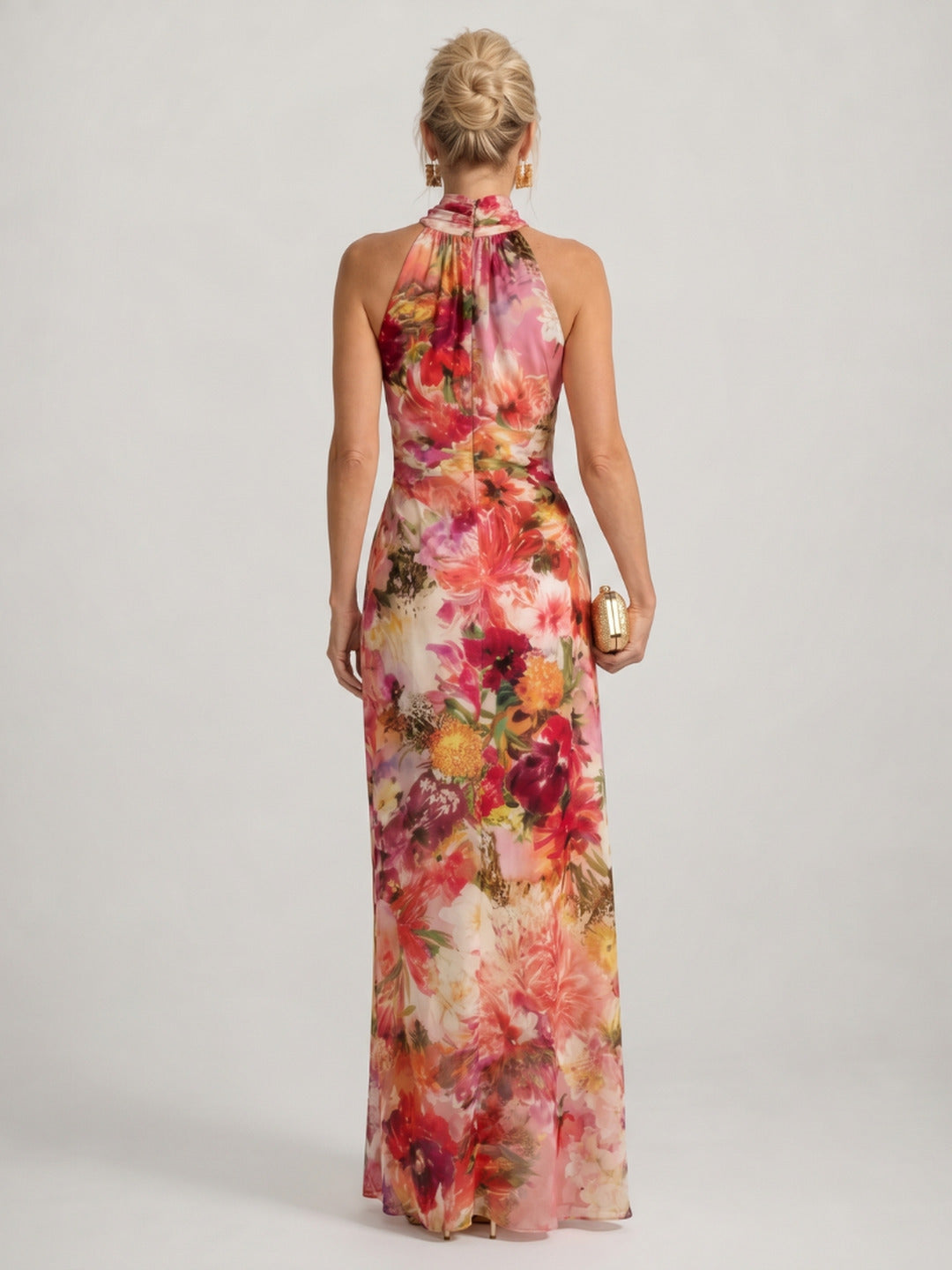 Véronique | Halter Neck Floral Print Maxi Dress
