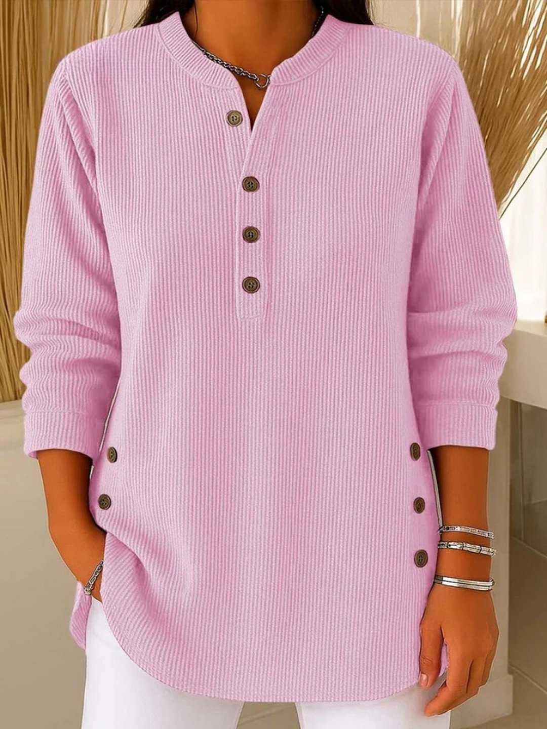 Damaris | Button Henley Tunic