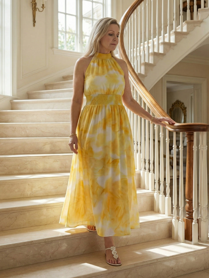 Paulette | Gathered Halter Midi Dress