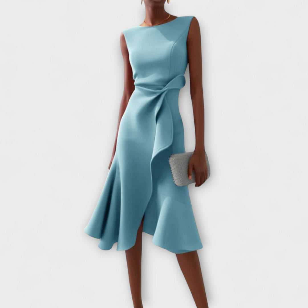 Penelope | Draped Asymmetric Midi Dress