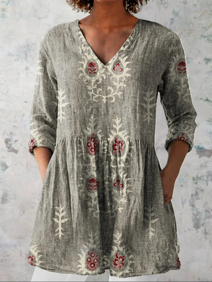 Elise | Long Blouse with V-Neck