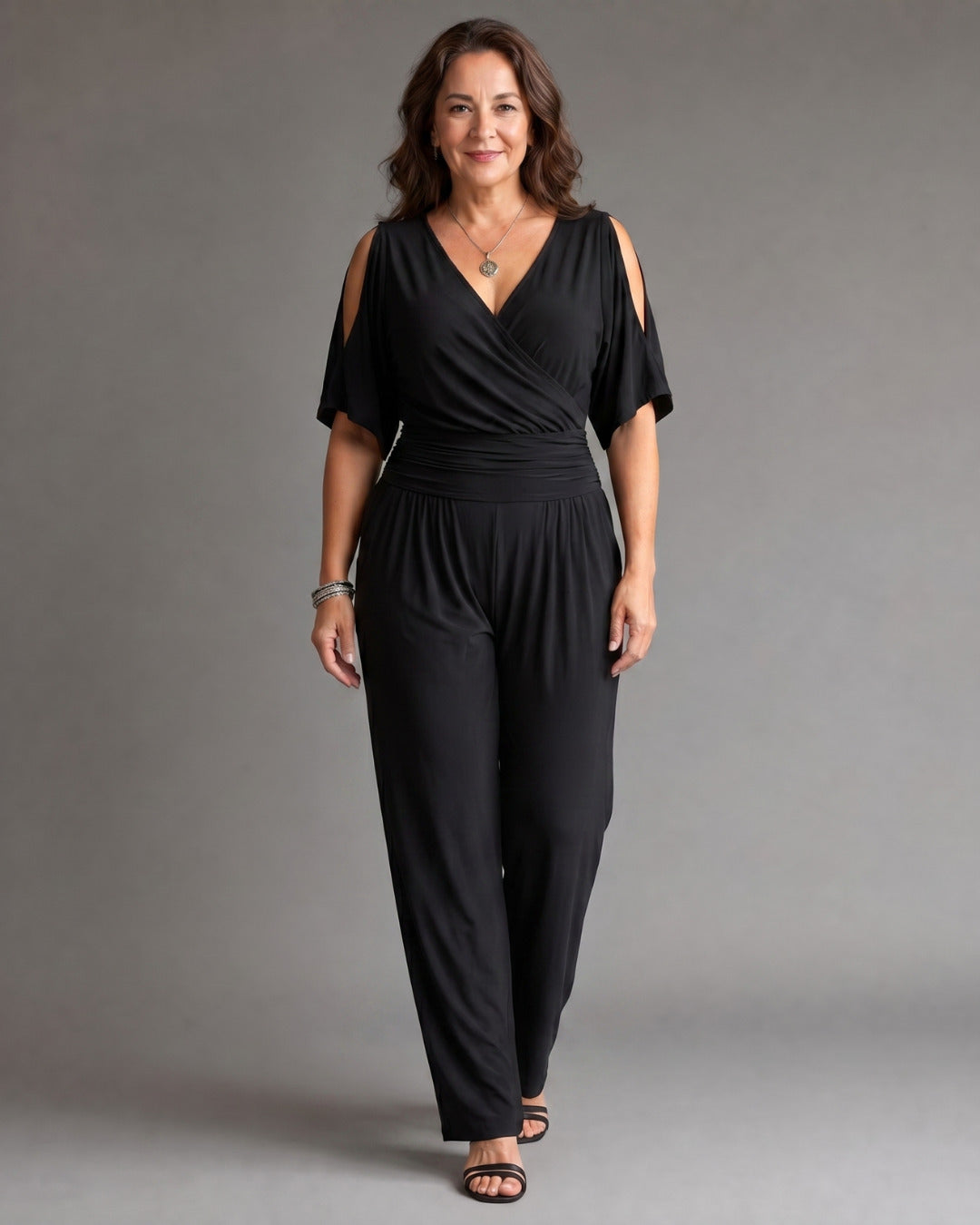 Nyxara | Cold Shoulder Wrap Waist Relaxed Jumpsuit