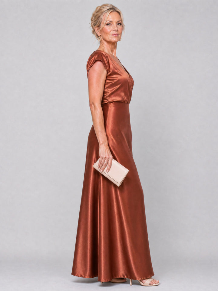 Genevieve | Cap Sleeve Wrap Bodice Maxi Dress