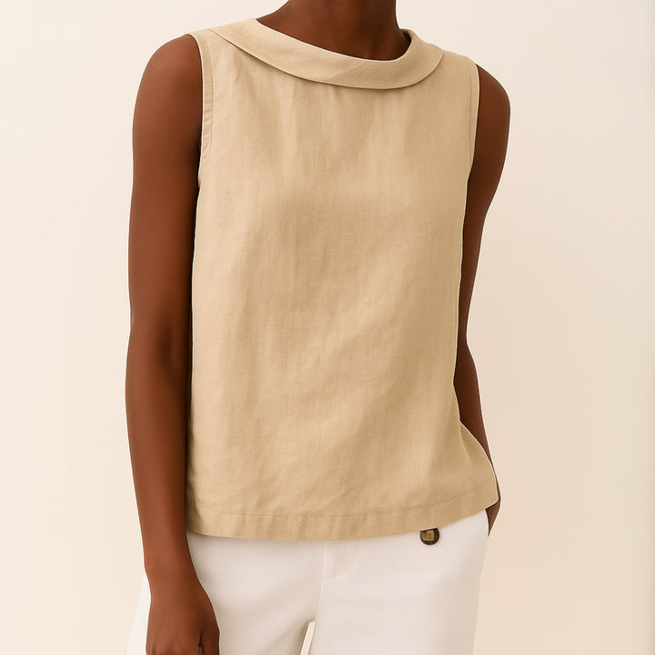 Vivian | Sleeveless Roll Collar Top